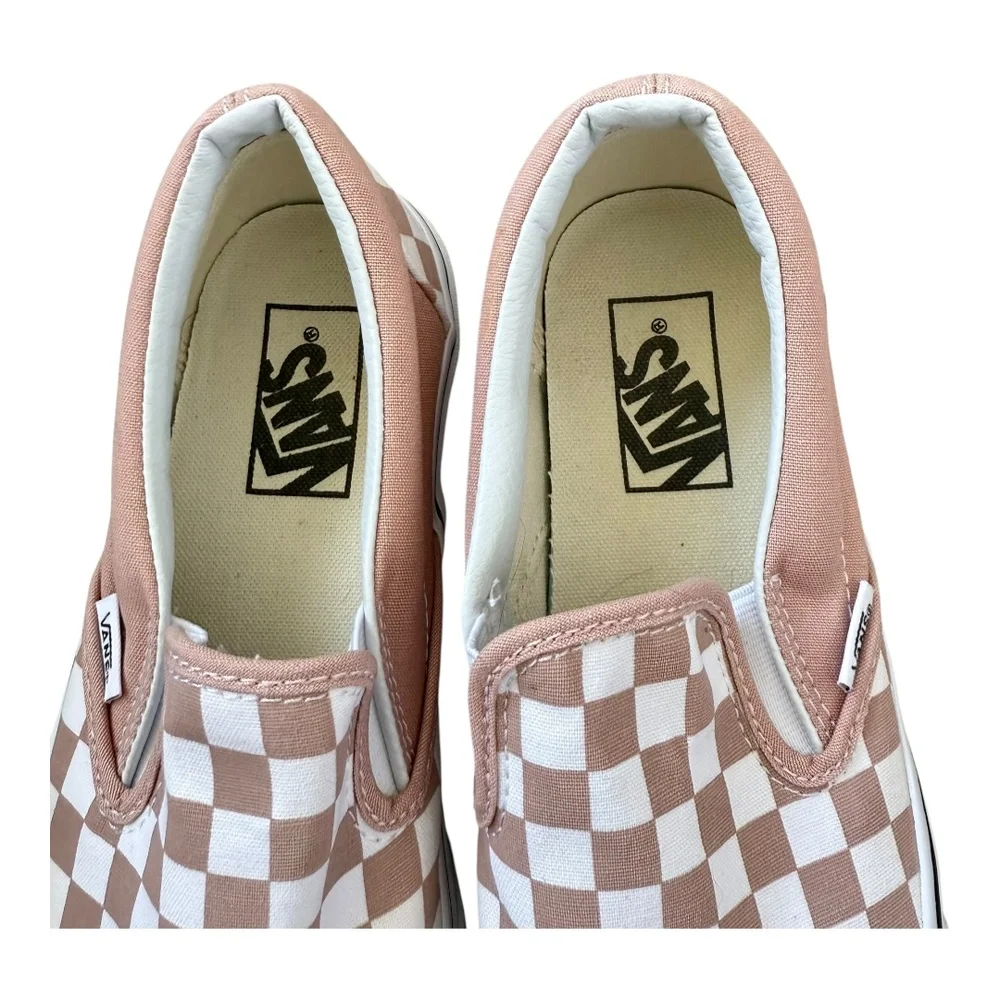 Vans Pink White Checkerboard Iconic Skater Casual Slip-On Sneaker Shoes Womens 8 - Picture 4 of 12